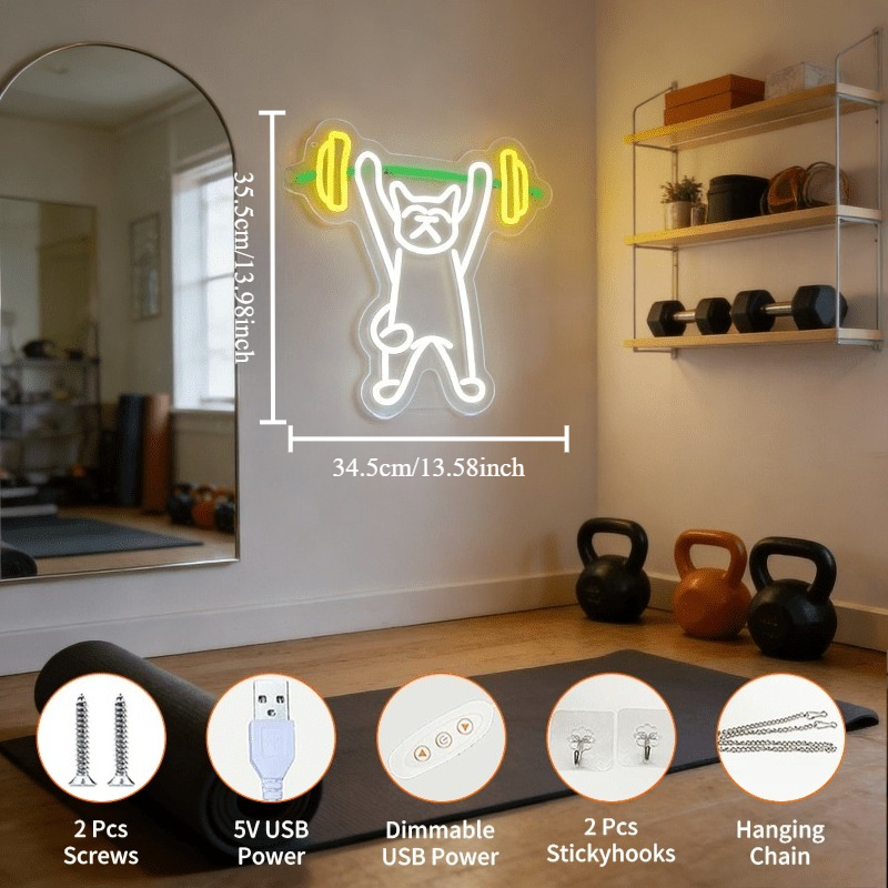 Неоновая LED-лампа «Кот, подни – обзор и цена Home Gym Neon Sign